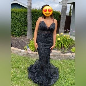 Charcoal Evening gown with train